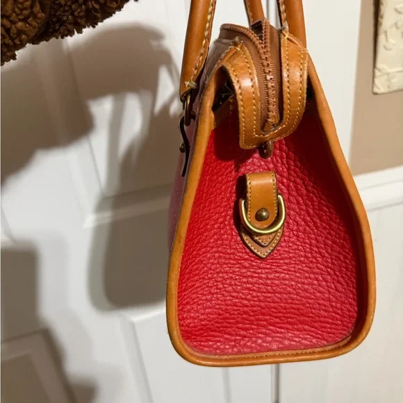 Dooney & Bourke Red and Brown Leather Satchel - Picture 3 of 5